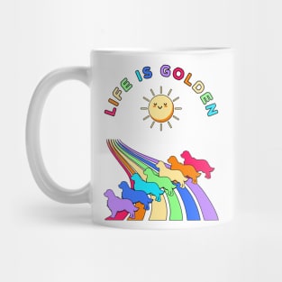 Life is Golden Retriever Dogs with Rainbow Mug